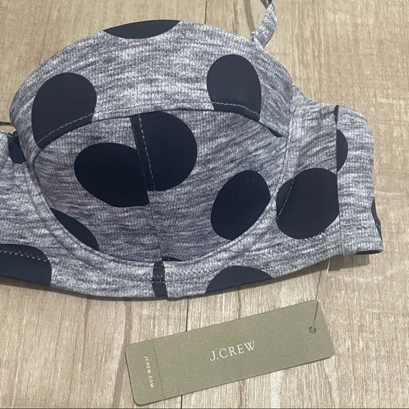 J Crew bikini top 34A polka dot black gray NWT - Picture 4 of 11